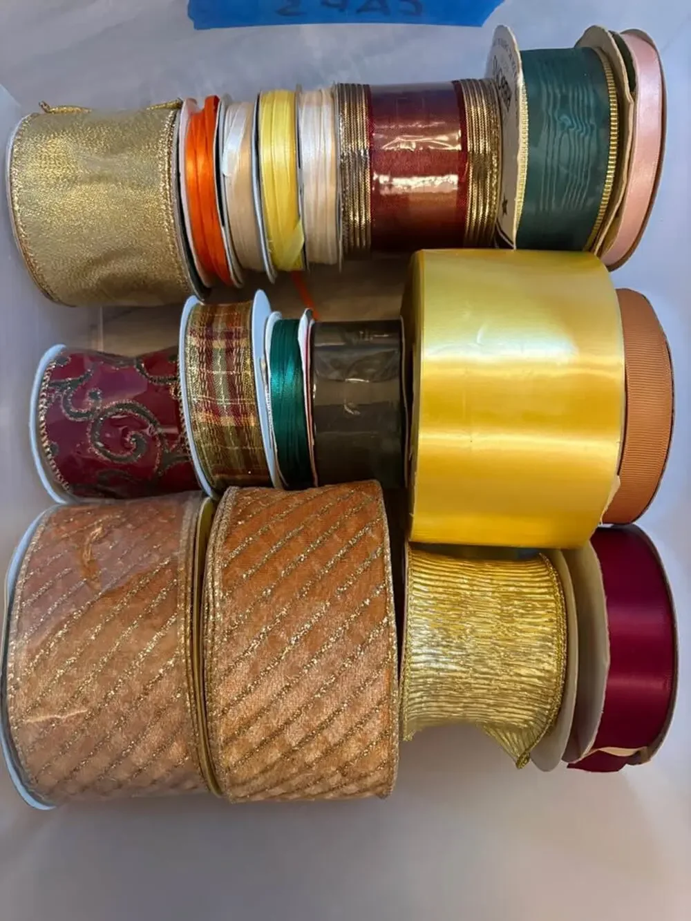 Mixed Ribbon Lot Velvet Satin Sheer Metallic Plaid Craft Gift Wrap Spools